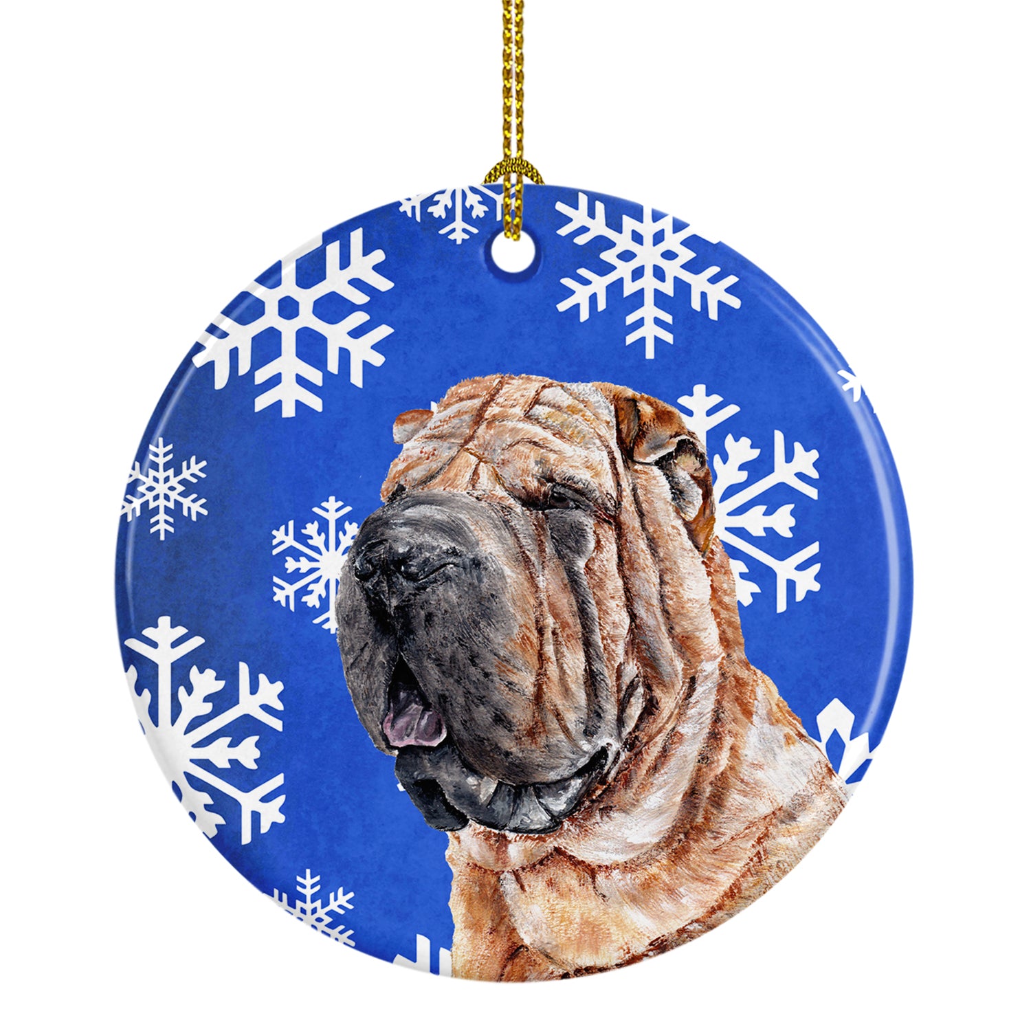 Shar Pei Winter Snowflakes Ceramic Ornament SC9767CO1 - the-store.com