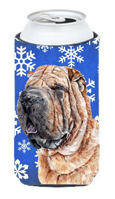 Shar Pei Winter Snowflakes Tall Boy Beverage Insulator Hugger SC9767TBC by Caroline's Treasures