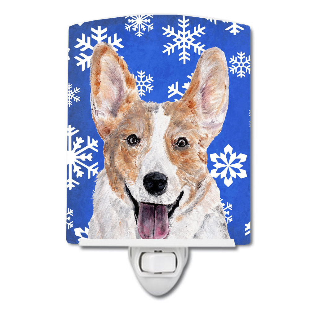 Cardigan Corgi Winter Snowflakes Ceramic Night Light SC9768CNL - the-store.com