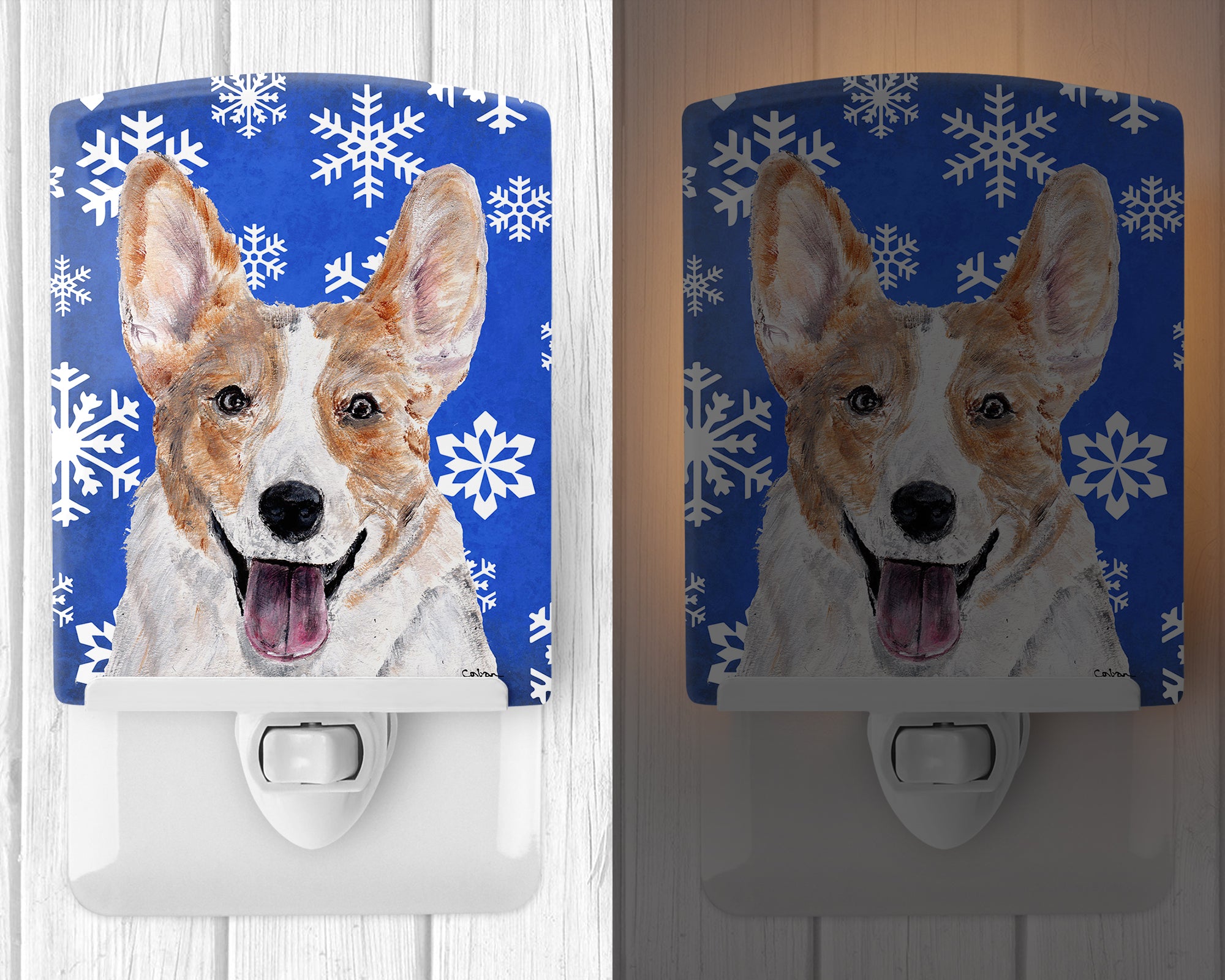 Cardigan Corgi Winter Snowflakes Ceramic Night Light SC9768CNL - the-store.com