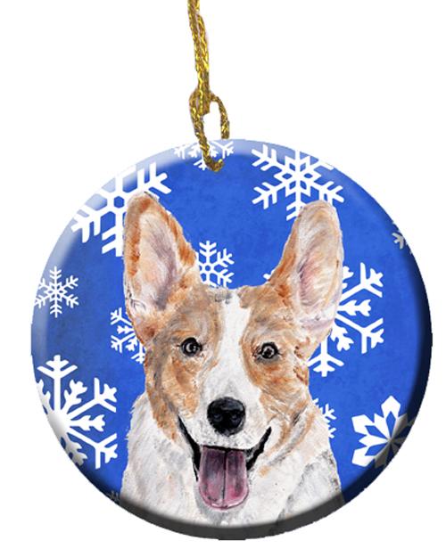 Cardigan Corgi Winter Snowflakes Ceramic Ornament SC9768CO1 by Caroline&#39;s Treasures