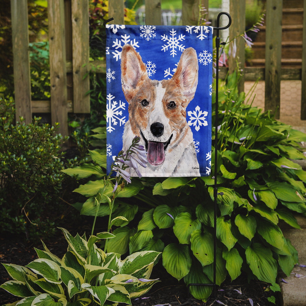 Cardigan Corgi Winter Snowflakes Flag Garden Size SC9768GF  the-store.com.