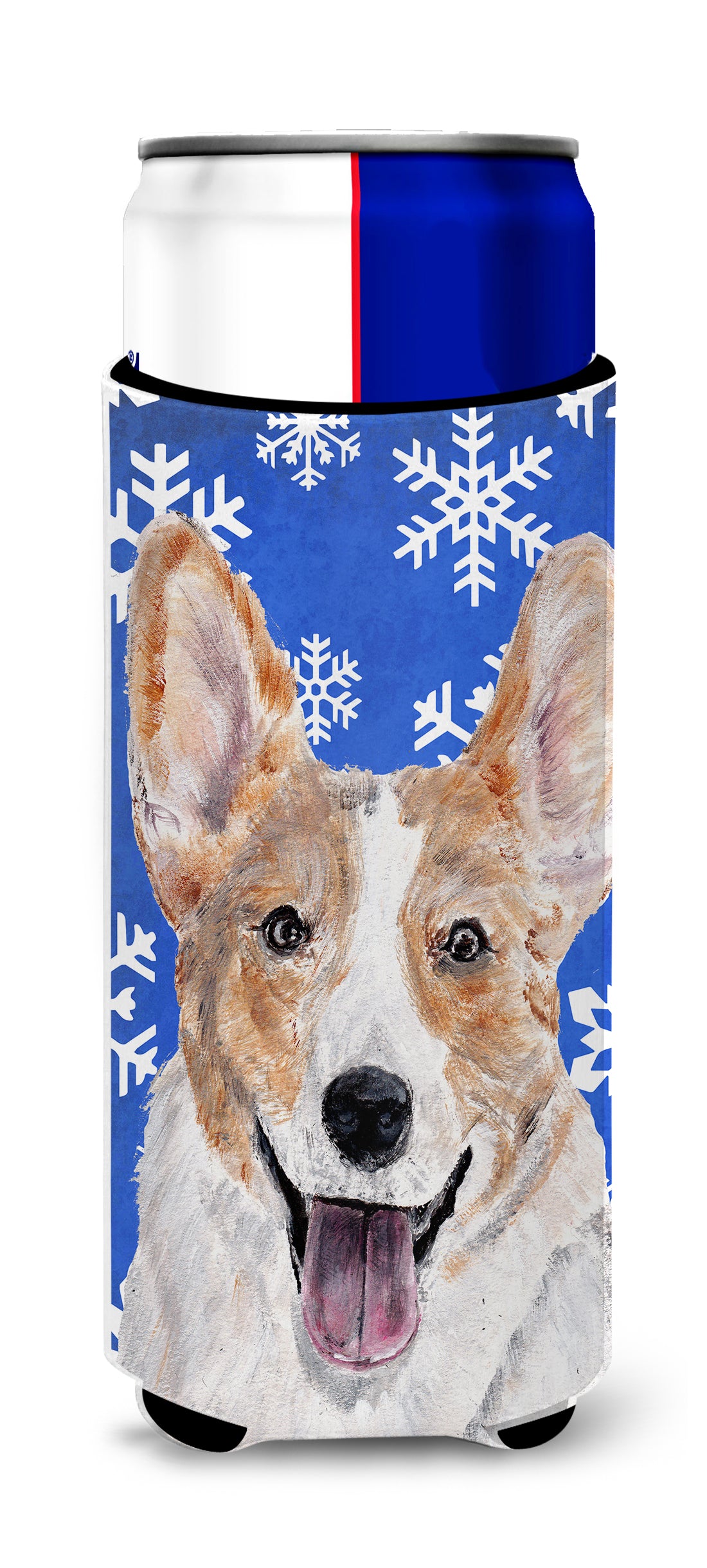 Cardigan Corgi Winter Snowflakes Ultra Beverage Insulators for slim cans SC9768MUK.