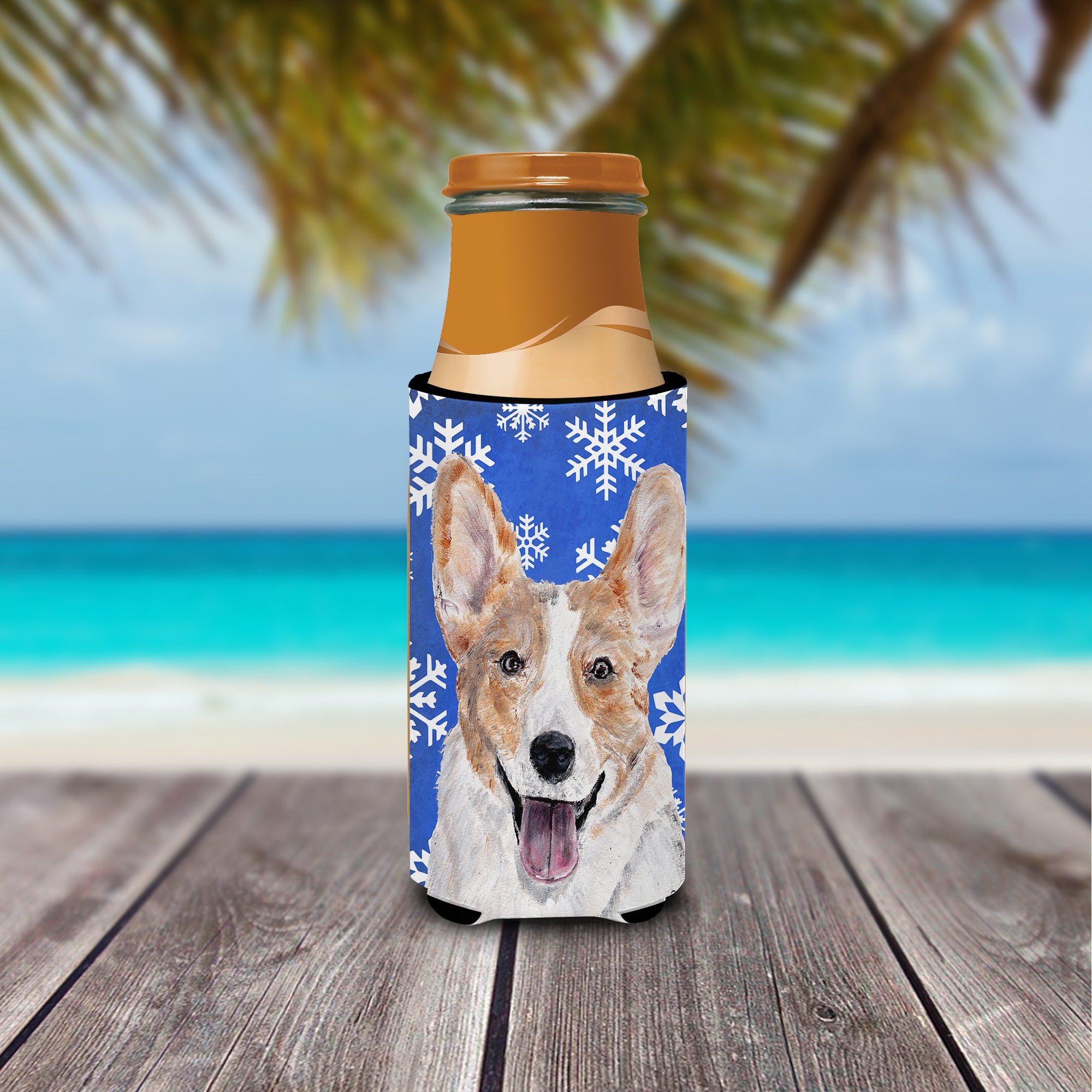 Cardigan Corgi Winter Snowflakes Ultra Beverage Insulators for slim cans SC9768MUK.