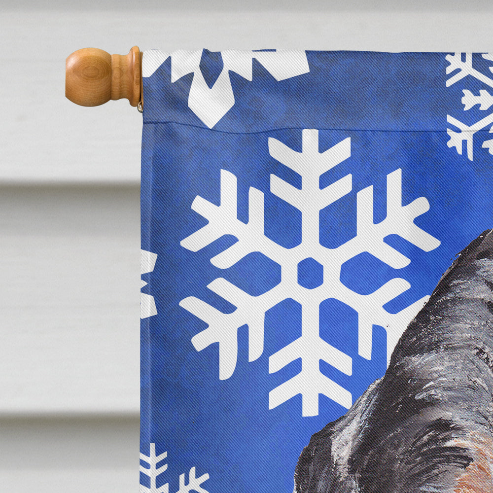 Blue Tick Coonhound Winter Snowflakes Flag Canvas House Size SC9769CHF  the-store.com.