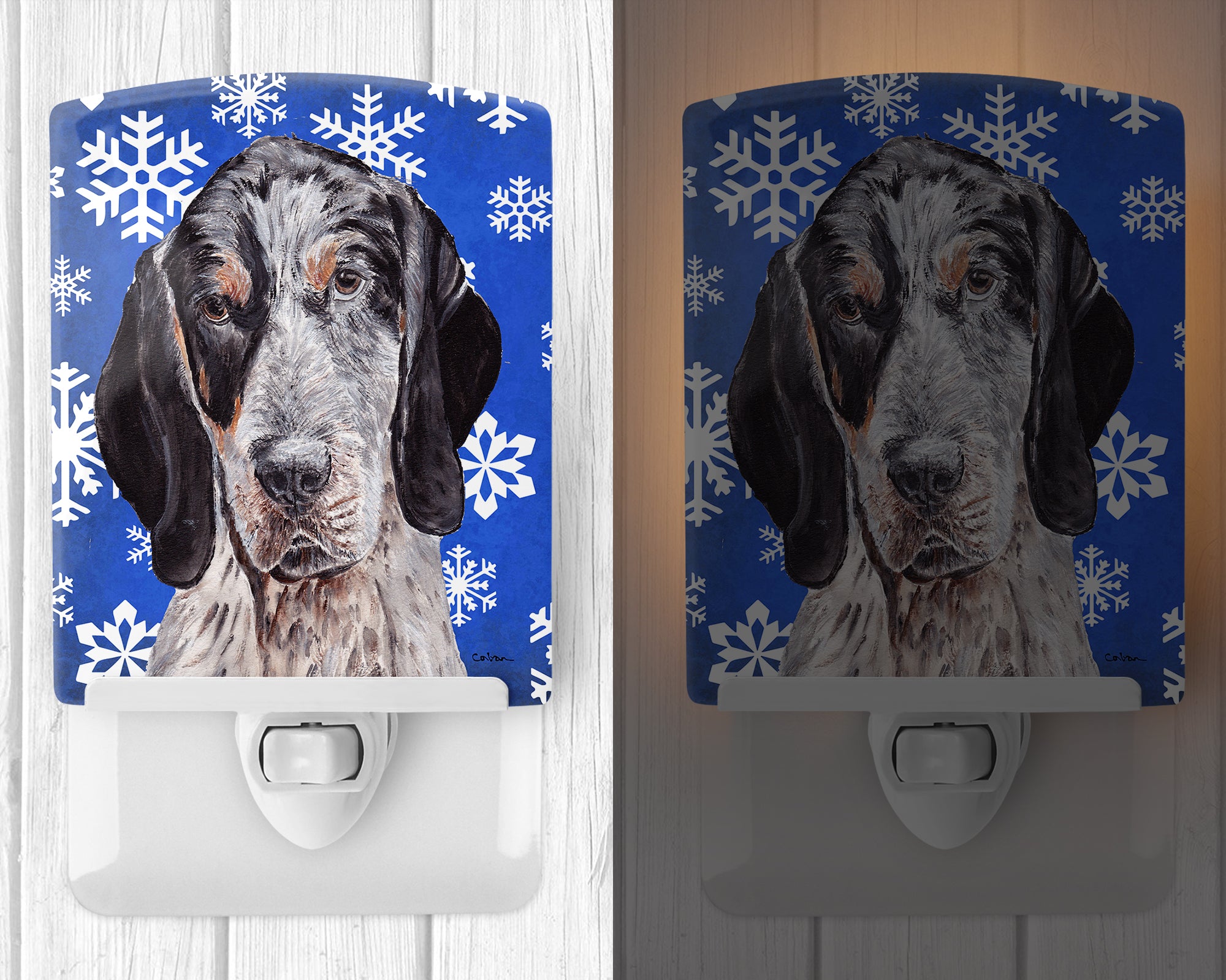 Blue Tick Coonhound Winter Snowflakes Ceramic Night Light SC9769CNL - the-store.com