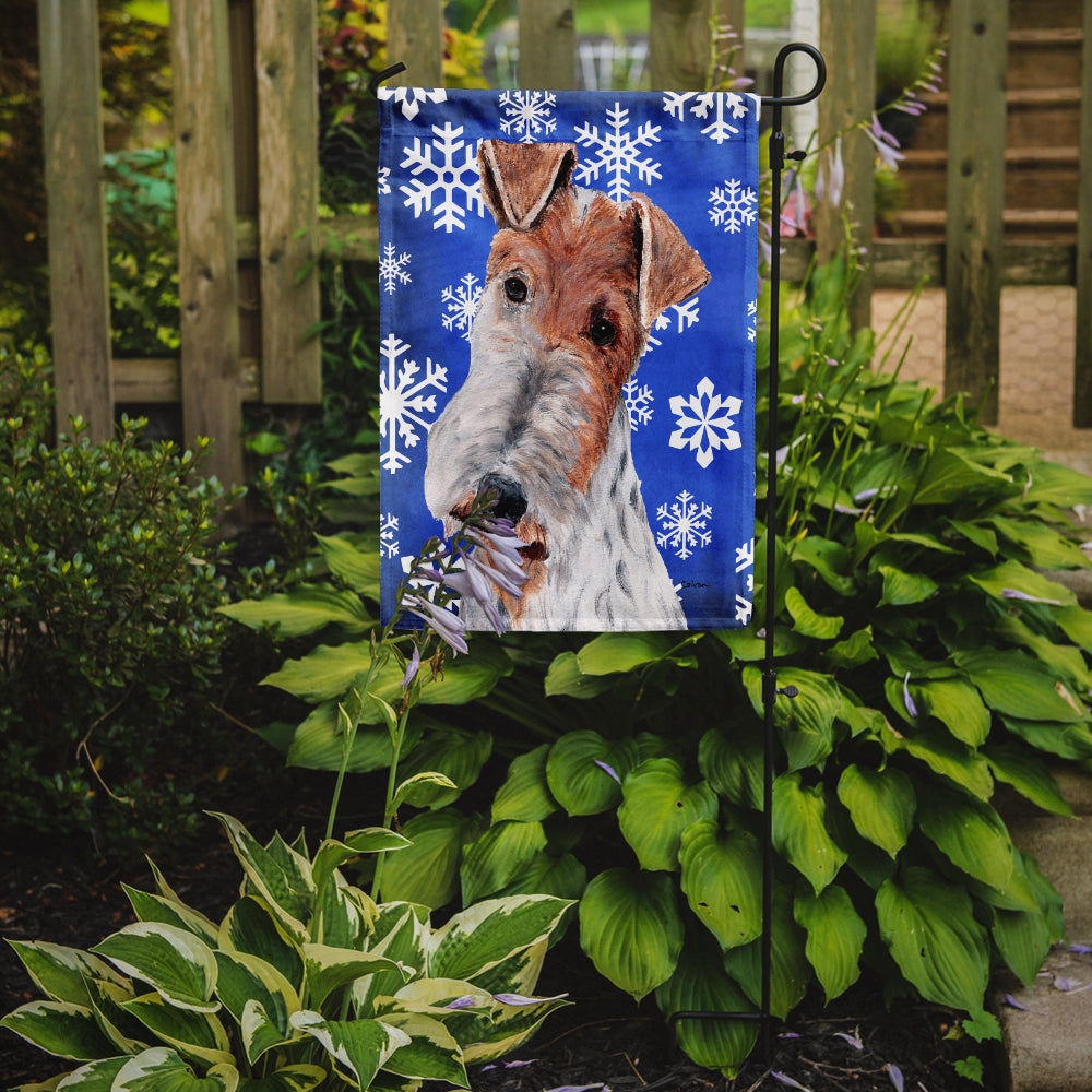 Wire Fox Terrier Winter Snowflakes Flag Garden Size SC9772GF  the-store.com.