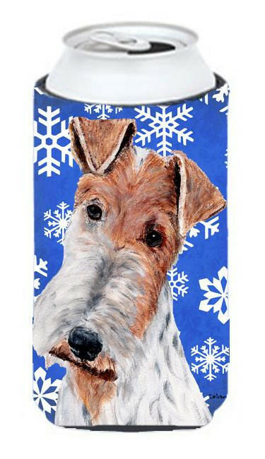 Wire Fox Terrier Winter Snowflakes Tall Boy Beverage Insulator Hugger SC9772TBC by Caroline&#39;s Treasures