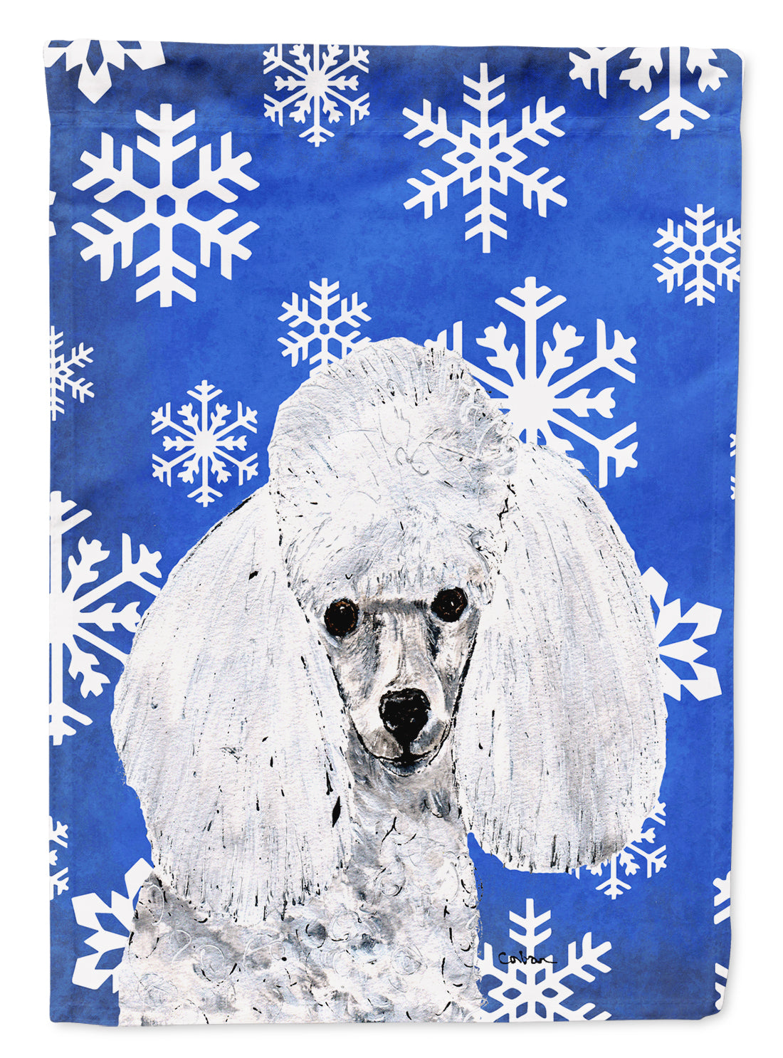 White Toy Poodle Winter Snowflakes Flag Garden Size SC9773GF  the-store.com.