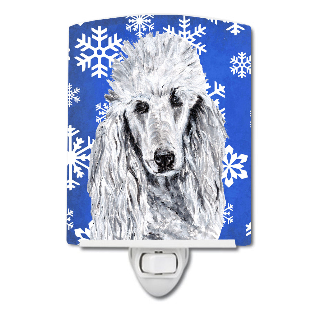 White Standard Poodle Winter Snowflakes Ceramic Night Light SC9775CNL - the-store.com