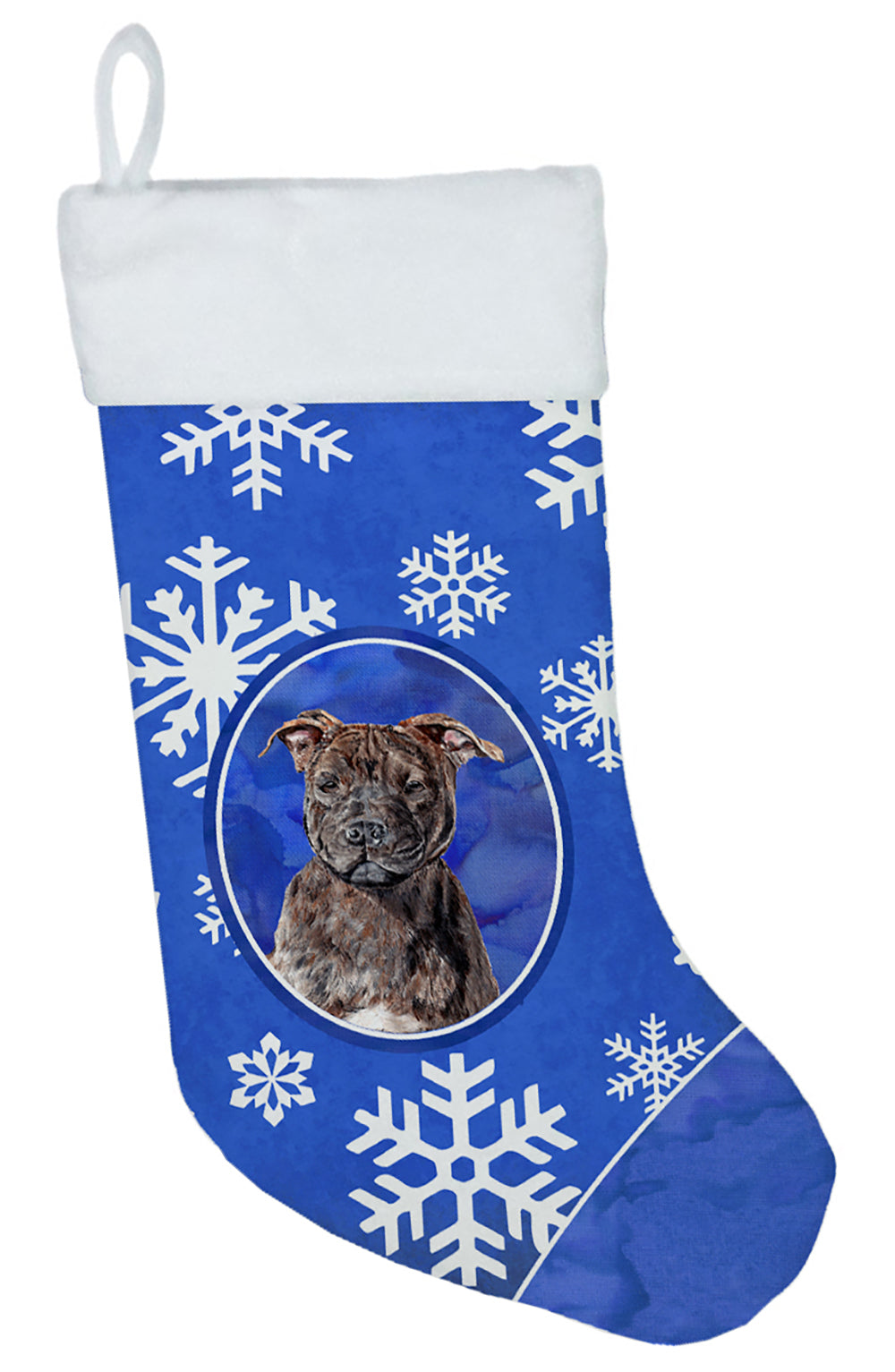 Staffordshire Bull Terrier Staffie Winter Snowflakes Christmas Stocking SC9777-CS  the-store.com.