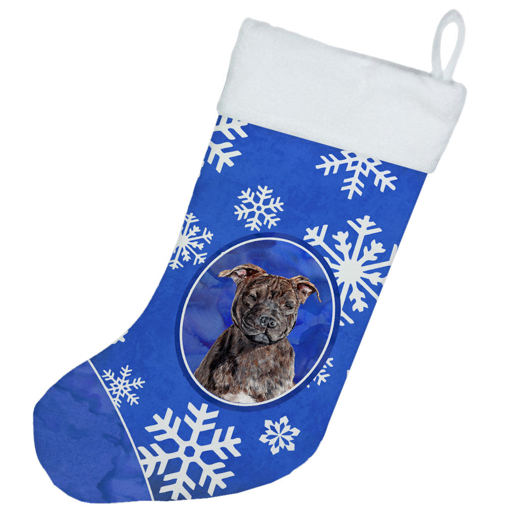 Staffordshire Bull Terrier Staffie Winter Snowflakes Christmas Stocking SC9777-CS  the-store.com.