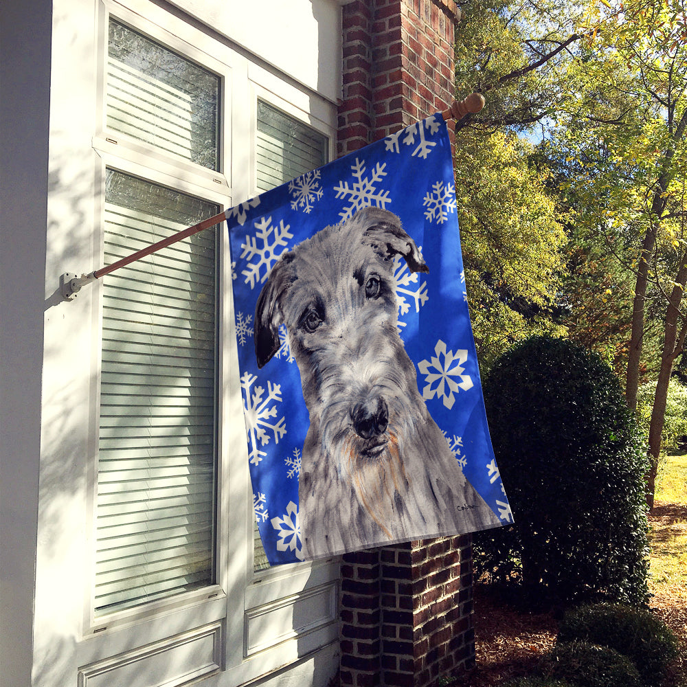 Scottish Deerhound Winter Snowflakes Flag Canvas House Size SC9778CHF  the-store.com.