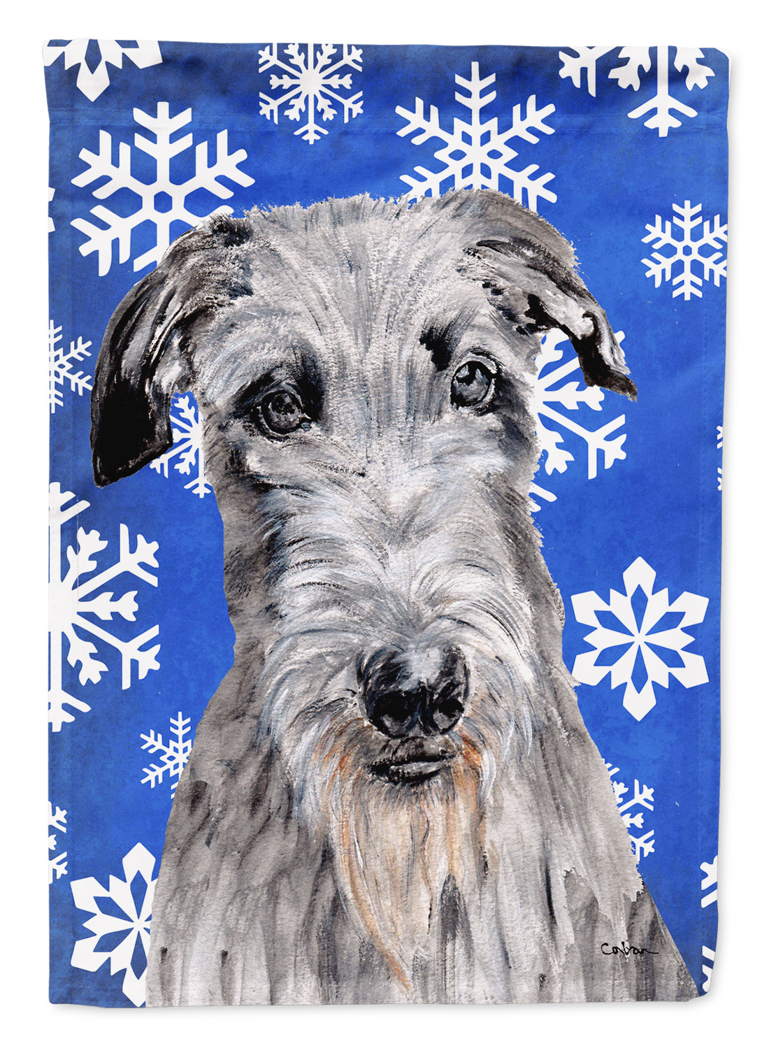 Scottish Deerhound Winter Snowflakes Flag Garden Size SC9778GF  the-store.com.