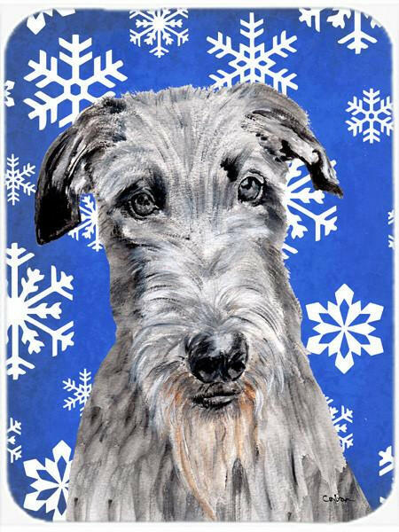 Scottish Deerhound Winter Snowflakes Glass Cutting Board Large Size SC9778LCB by Caroline's Treasures