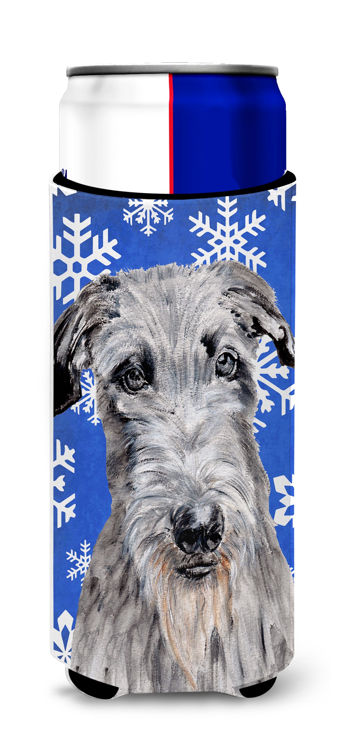 Scottish Deerhound Winter Snowflakes Ultra Beverage Insulators for slim cans SC9778MUK.