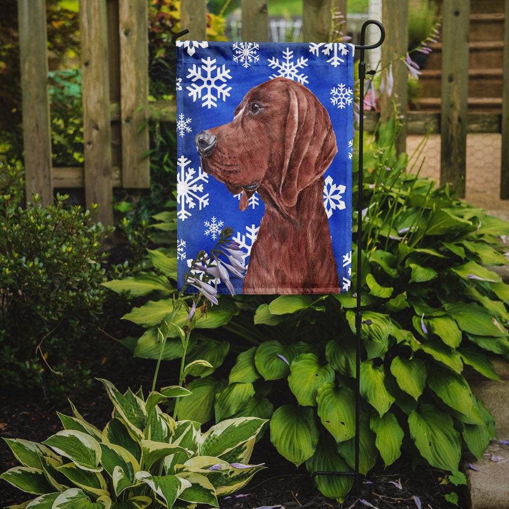 Redbone Coonhound Winter Snowflakes Flag Garden Size SC9779GF  the-store.com.