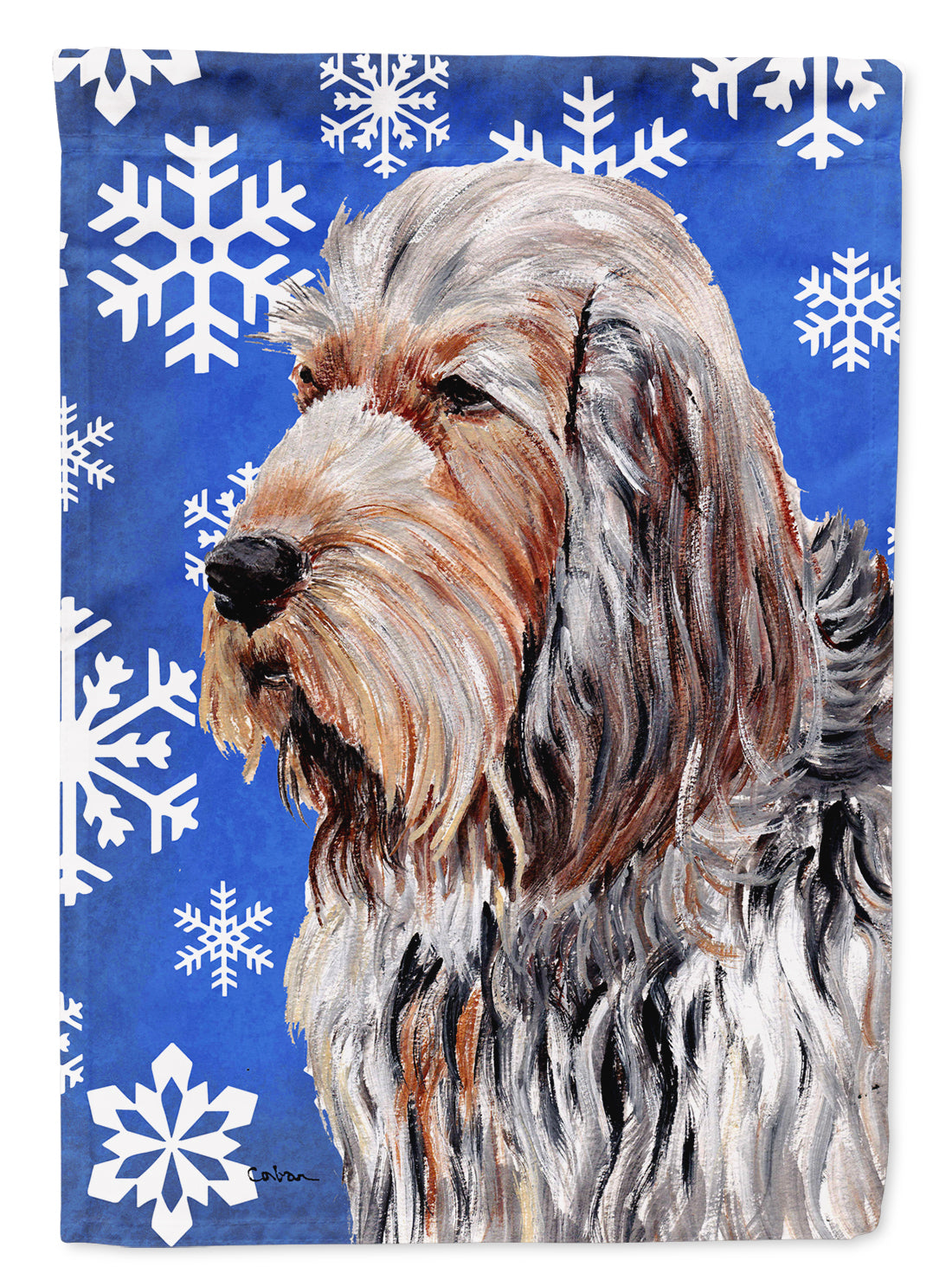 Otterhound Winter Snowflakes Flag Garden Size SC9780GF  the-store.com.