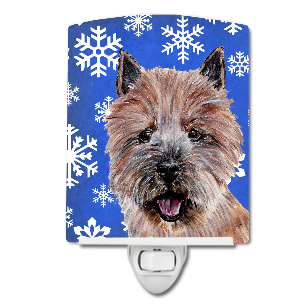 Norwich Terrier Winter Snowflakes Ceramic Night Light SC9782CNL - the-store.com