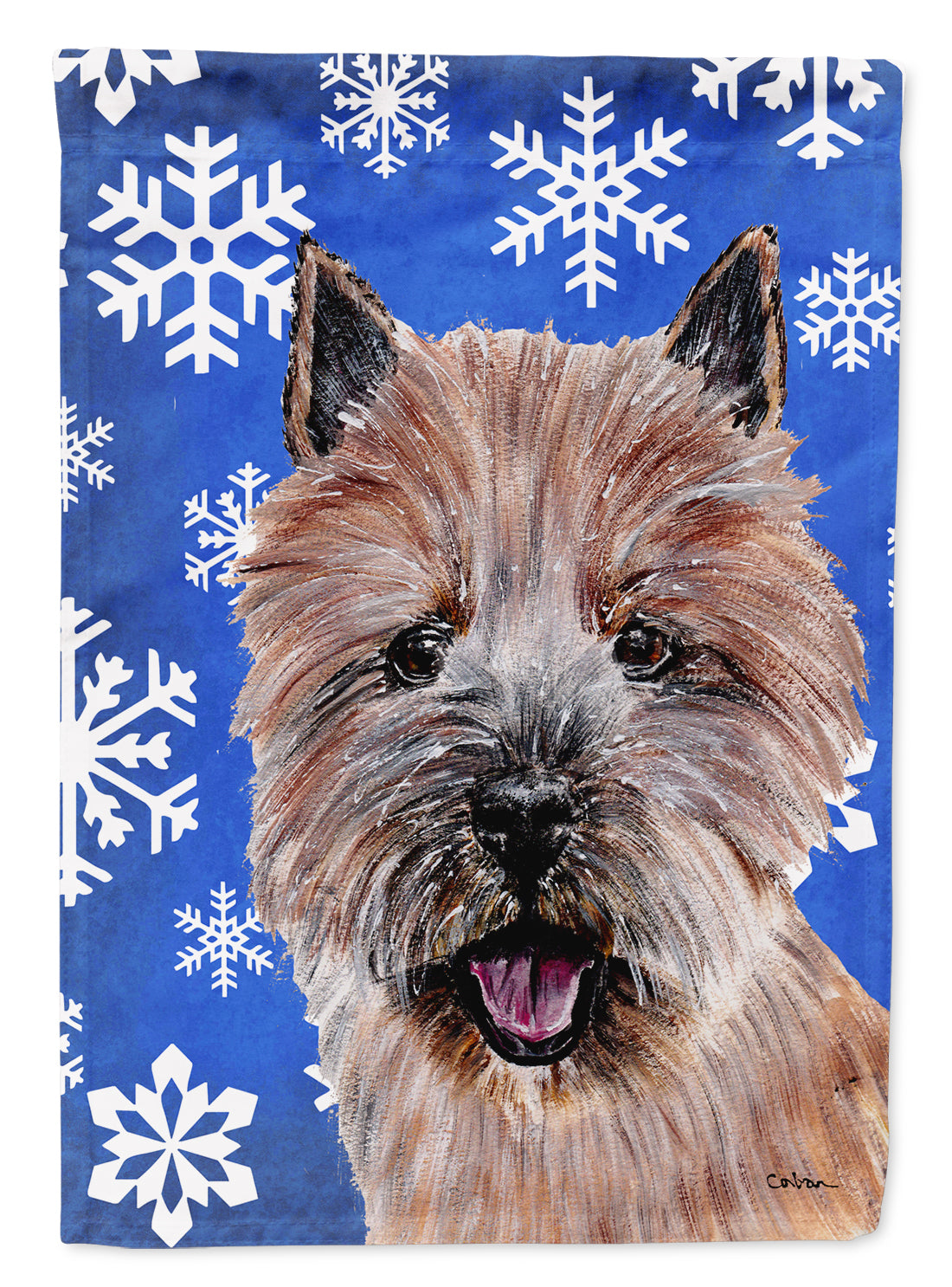 Norwich Terrier Winter Snowflakes Flag Garden Size SC9782GF  the-store.com.