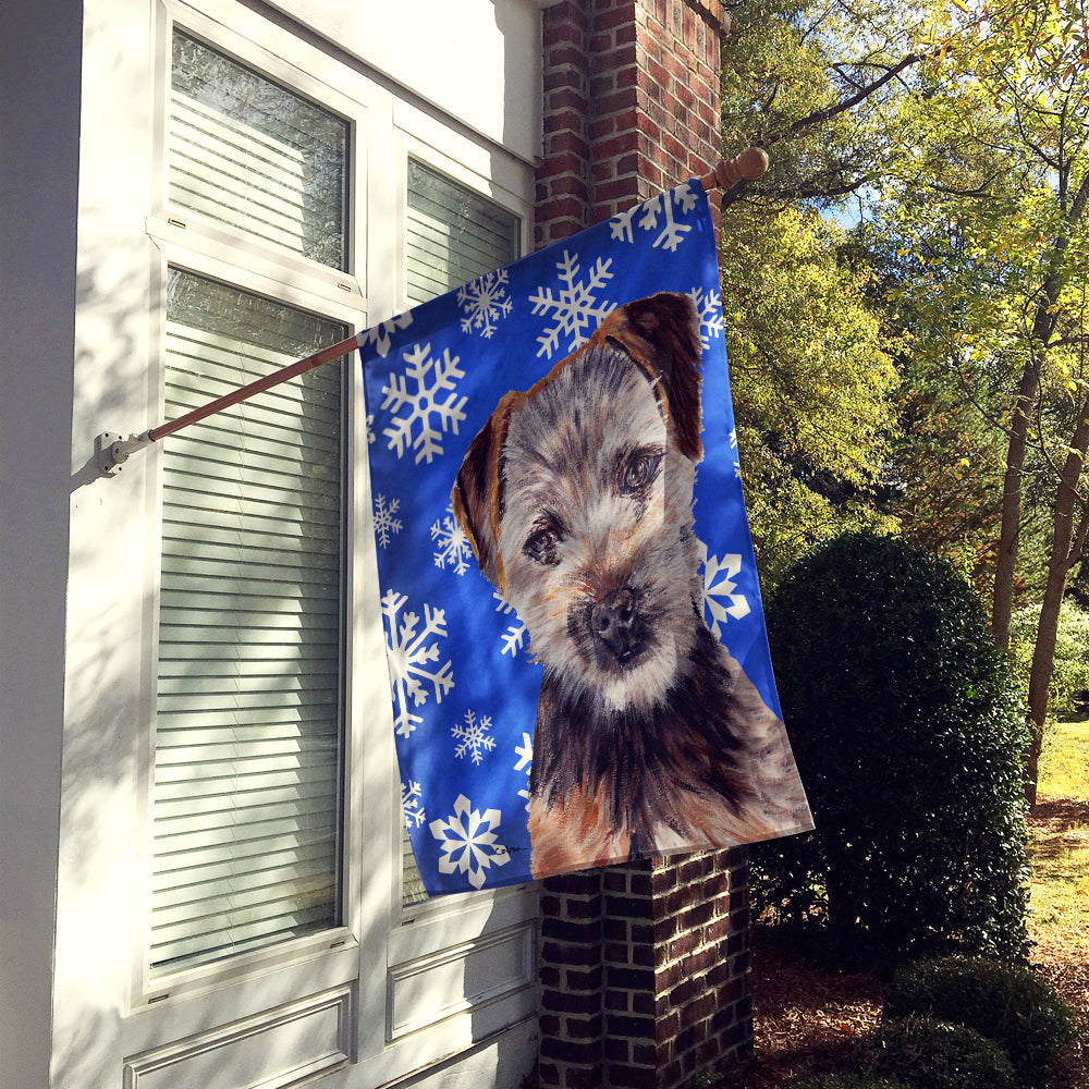 Norfolk Terrier Puppy Winter Snowflakes Flag Canvas House Size SC9783CHF  the-store.com.