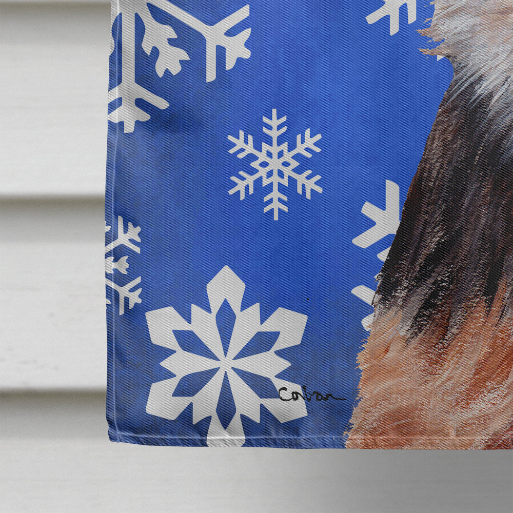 Norfolk Terrier Puppy Winter Snowflakes Flag Canvas House Size SC9783CHF  the-store.com.