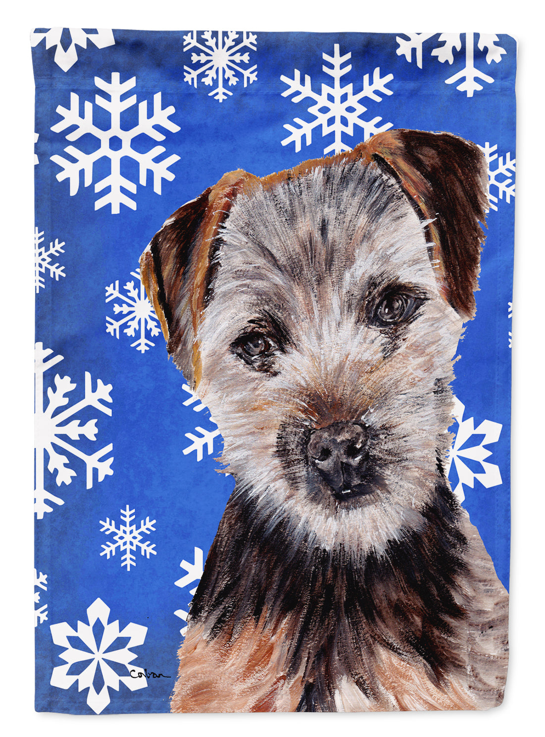 Norfolk Terrier Puppy Winter Snowflakes Flag Garden Size SC9783GF  the-store.com.