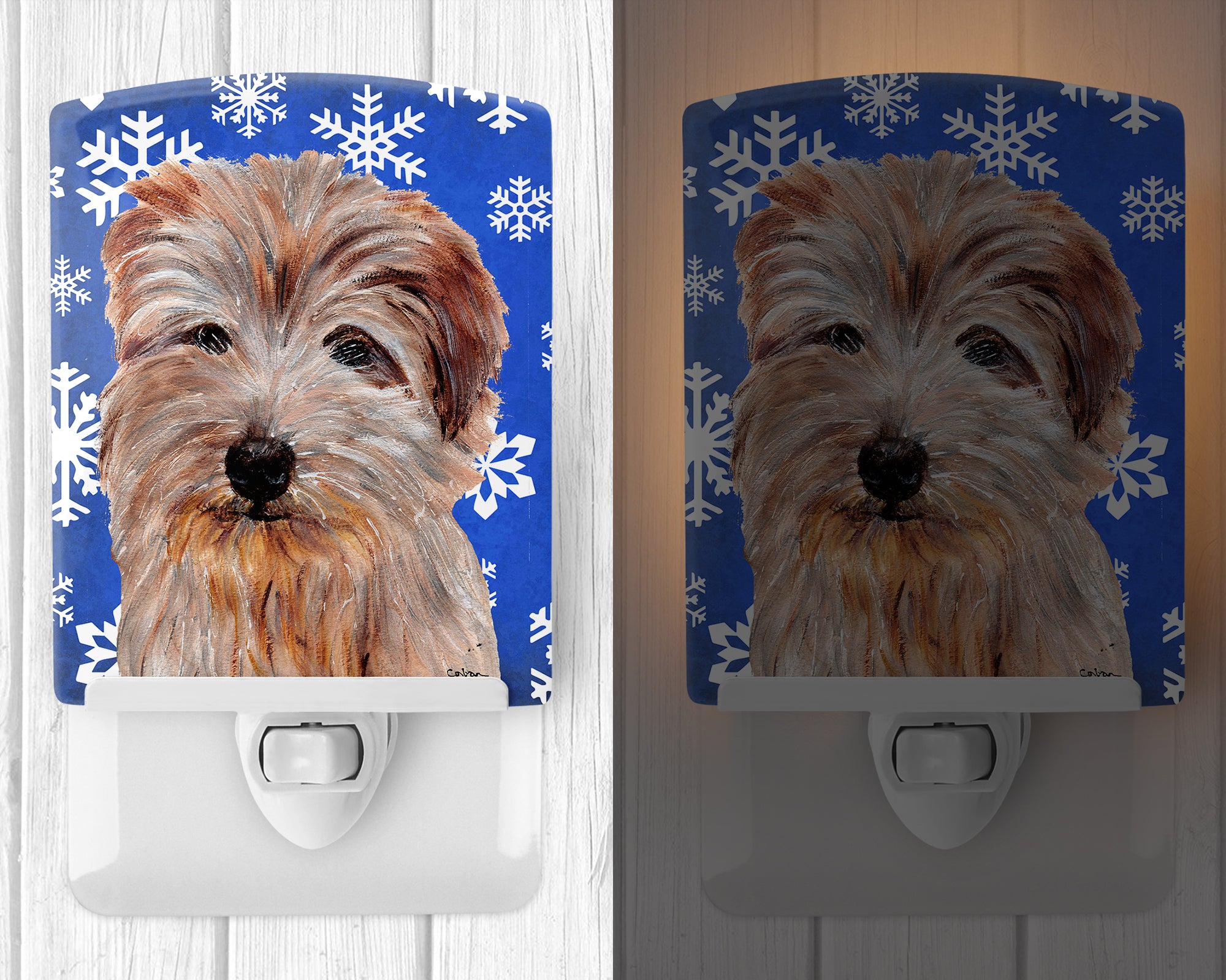 Norfolk Terrier Winter Snowflakes Ceramic Night Light SC9784CNL - the-store.com