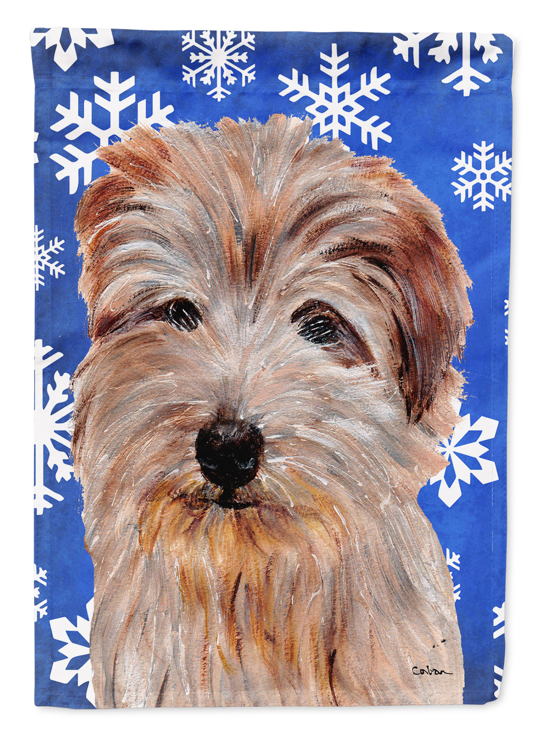 Norfolk Terrier Winter Snowflakes Flag Garden Size SC9784GF  the-store.com.