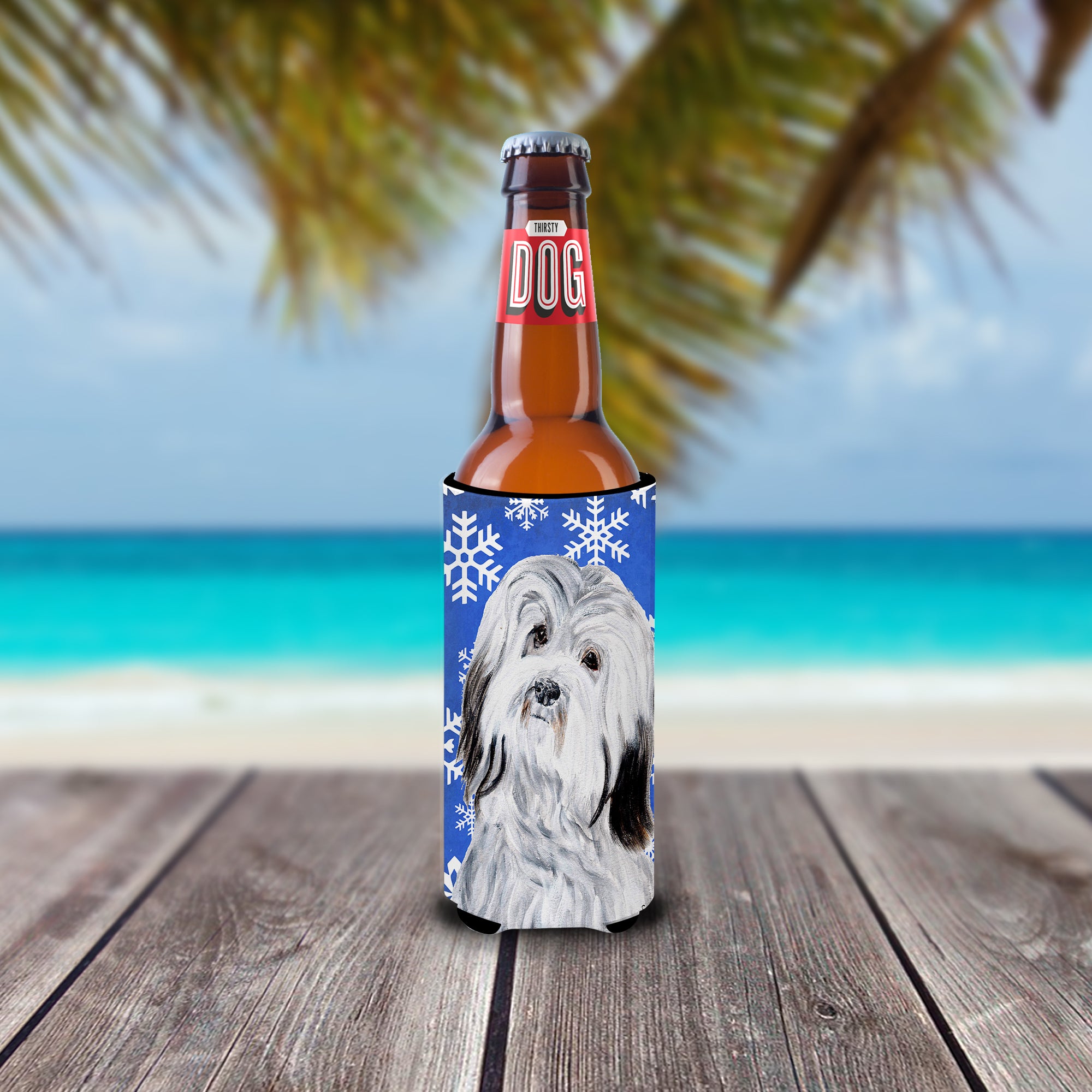 Havanese Winter Snowflakes Ultra Beverage Insulators for slim cans SC9785MUK.