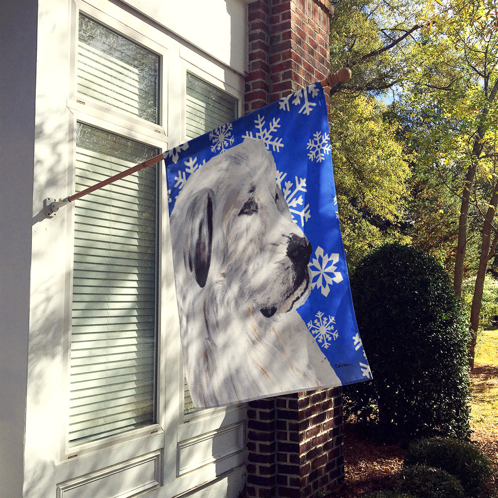 Great Pyrenees Winter Snowflakes Flag Canvas House Size SC9786CHF  the-store.com.