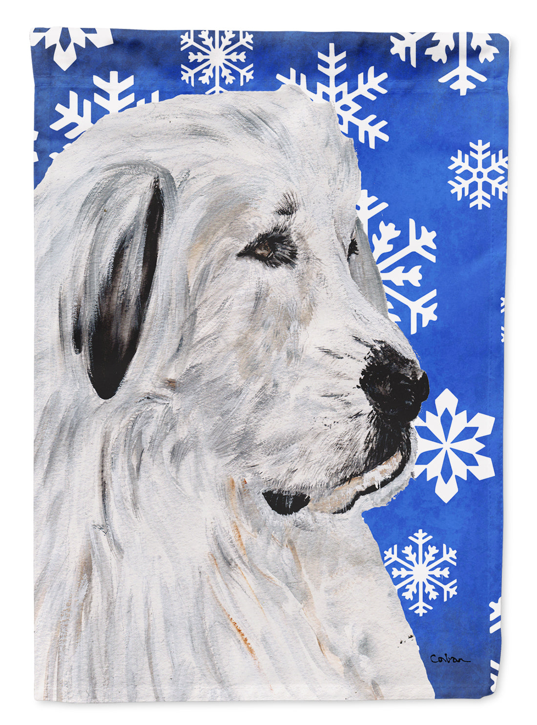 Great Pyrenees Winter Snowflakes Flag Garden Size SC9786GF  the-store.com.