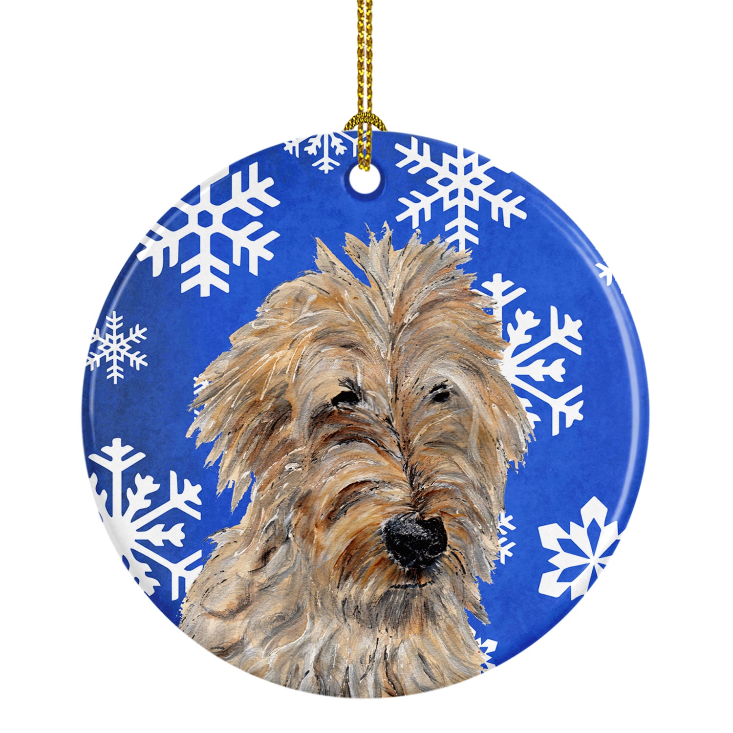 Golden Doodle 2 Winter Snowflakes Ceramic Ornament SC9787CO1 - the-store.com