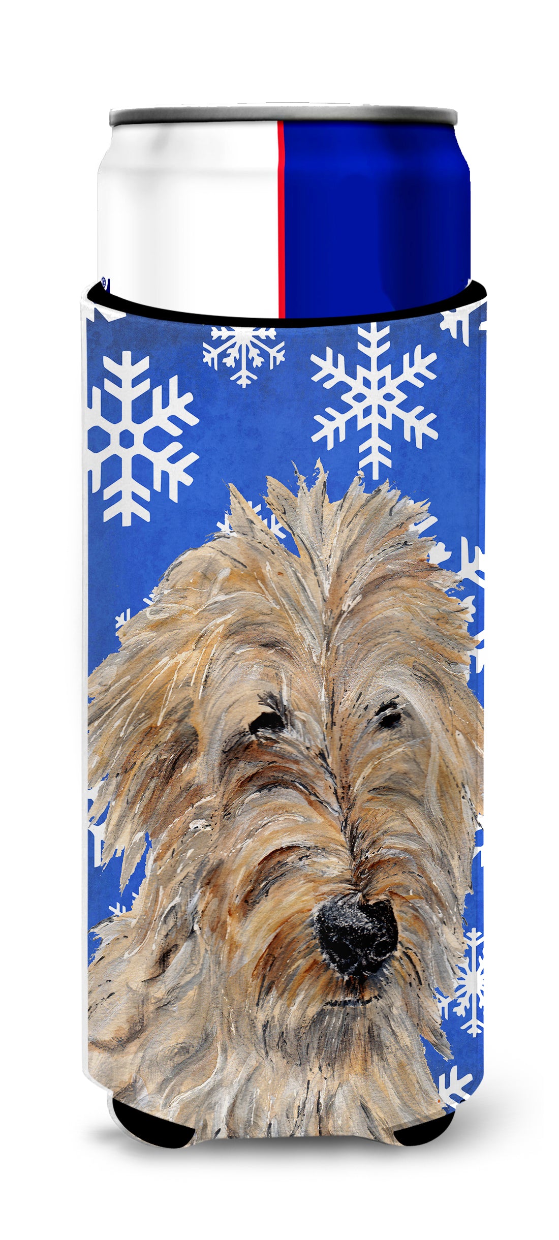 Golden Doodle 2 Winter Snowflakes Ultra Beverage Insulators for slim cans SC9787MUK.