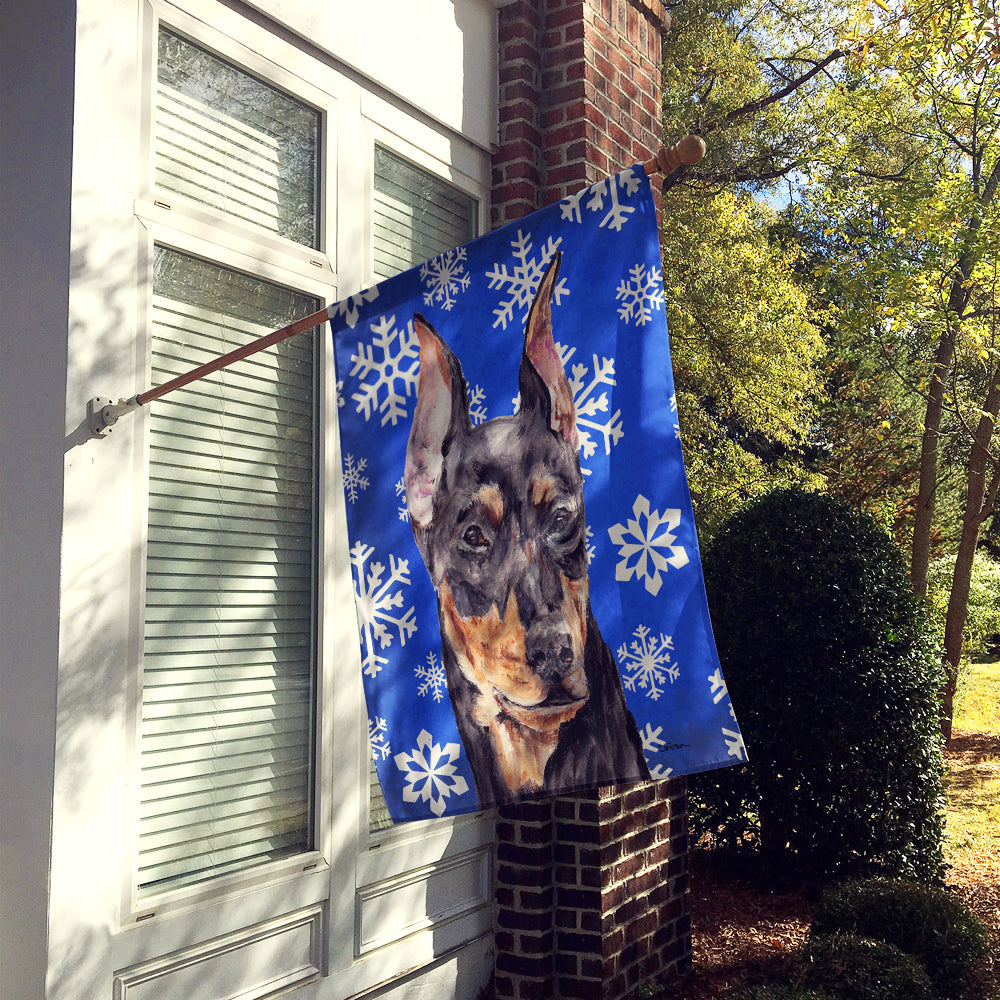 German Pinscher Winter Snowflakes Flag Canvas House Size SC9788CHF  the-store.com.