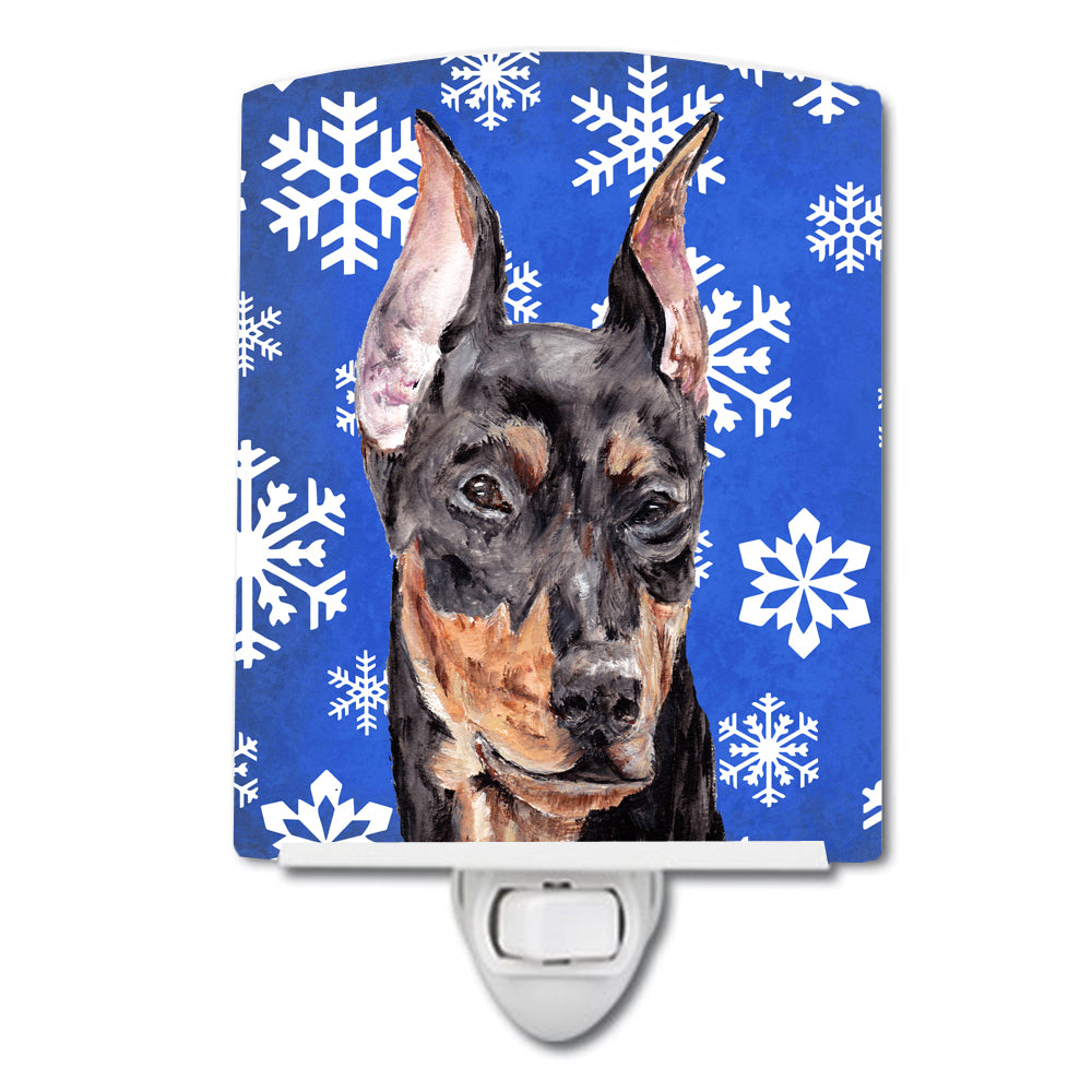 German Pinscher Winter Snowflakes Ceramic Night Light SC9788CNL - the-store.com