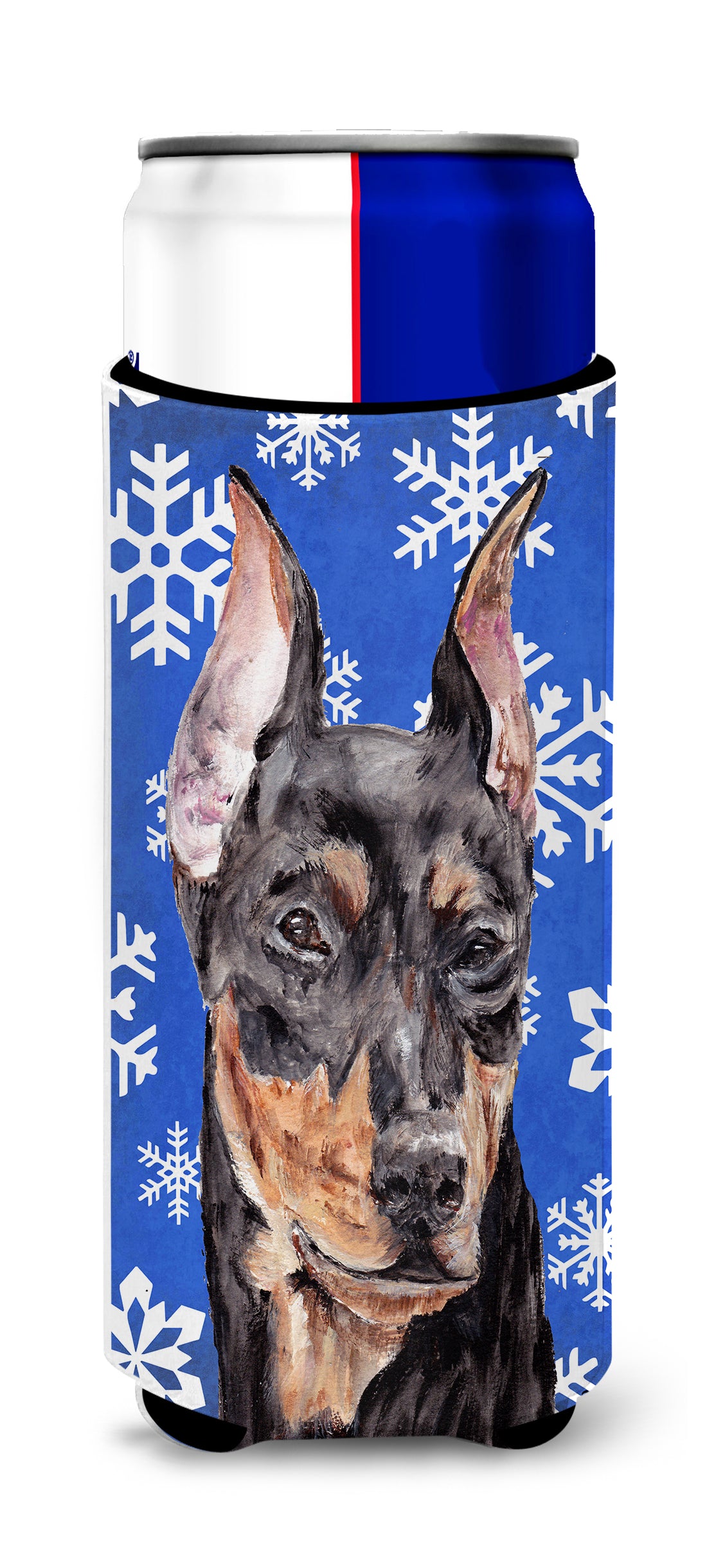 German Pinscher Winter Snowflakes Ultra Beverage Insulators for slim cans SC9788MUK.