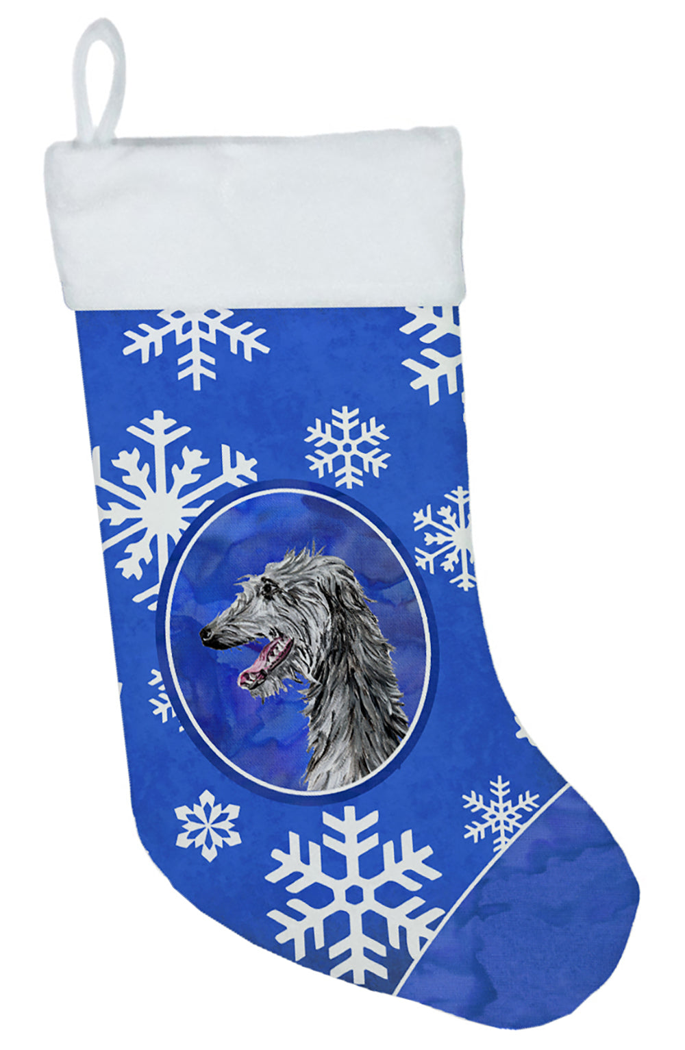 Scottish Deerhound Winter Snowflakes Christmas Stocking SC9789-CS  the-store.com.