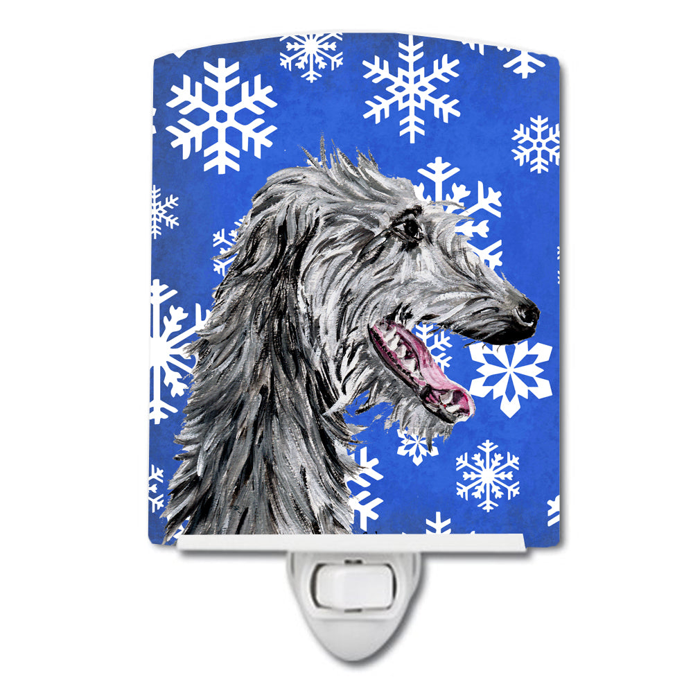 Scottish Deerhound Winter Snowflakes Ceramic Night Light SC9789CNL - the-store.com