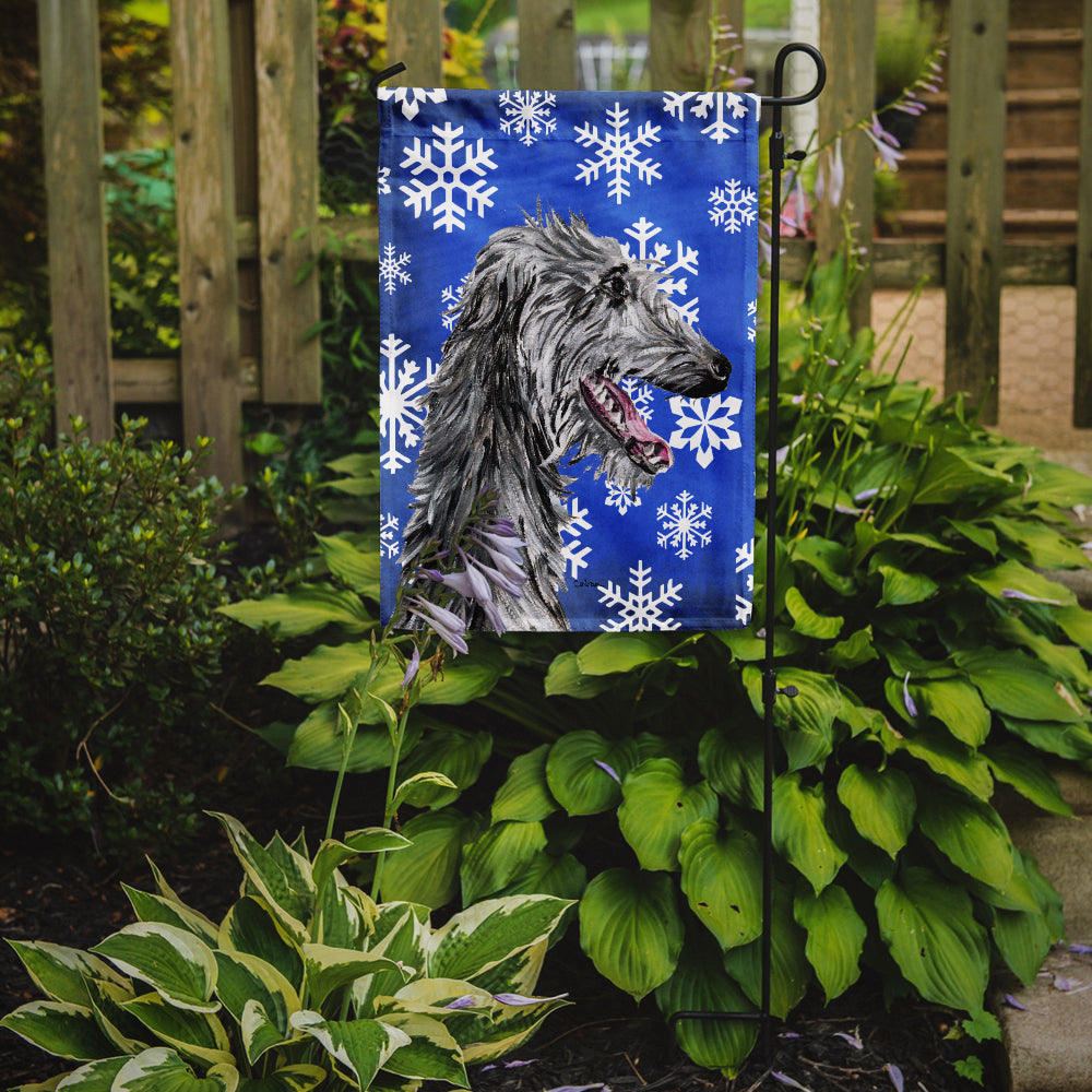 Scottish Deerhound Winter Snowflakes Flag Garden Size SC9789GF  the-store.com.