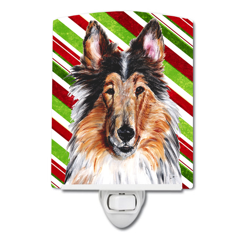 Collie Candy Cane Christmas Ceramic Night Light SC9790CNL - the-store.com