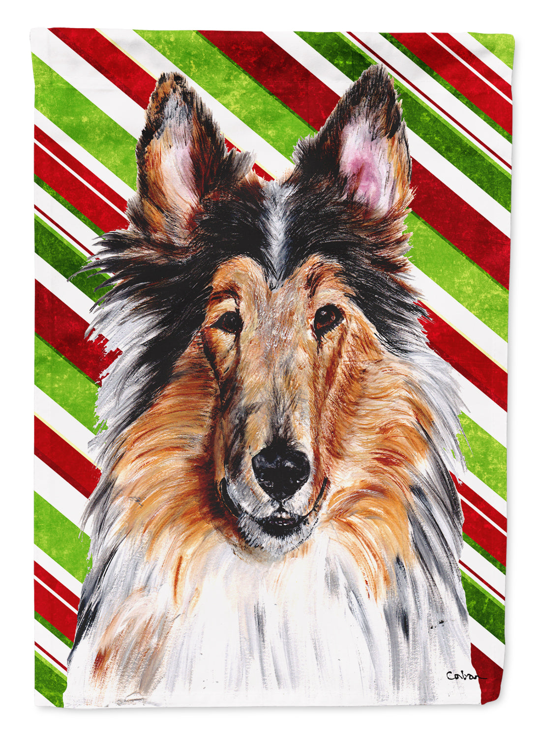 Collie Candy Cane Christmas Flag Garden Size SC9790GF  the-store.com.