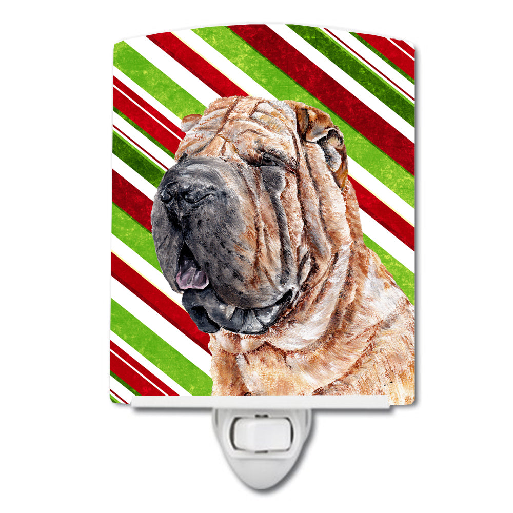 Shar Pei Candy Cane Christmas Ceramic Night Light SC9791CNL - the-store.com