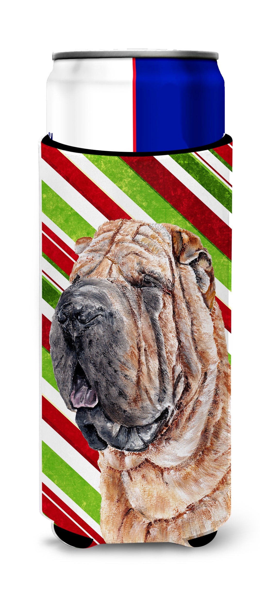 Shar Pei Candy Cane Christmas Ultra Beverage Insulators for slim cans SC9791MUK.