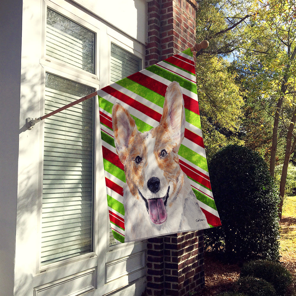 Cardigan Corgi Candy Cane Christmas Flag Canvas House Size SC9792CHF  the-store.com.