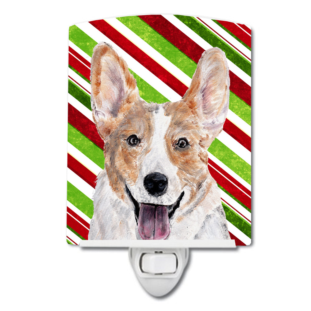 Cardigan Corgi Candy Cane Christmas Ceramic Night Light SC9792CNL - the-store.com