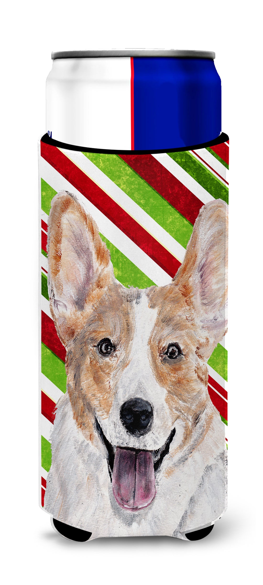 Cardigan Corgi Candy Cane Christmas Ultra Beverage Insulators for slim cans SC9792MUK.