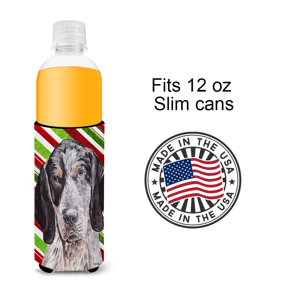 Blue Tick Coonhound Candy Cane Christmas Ultra Beverage Insulators for slim cans SC9793MUK.