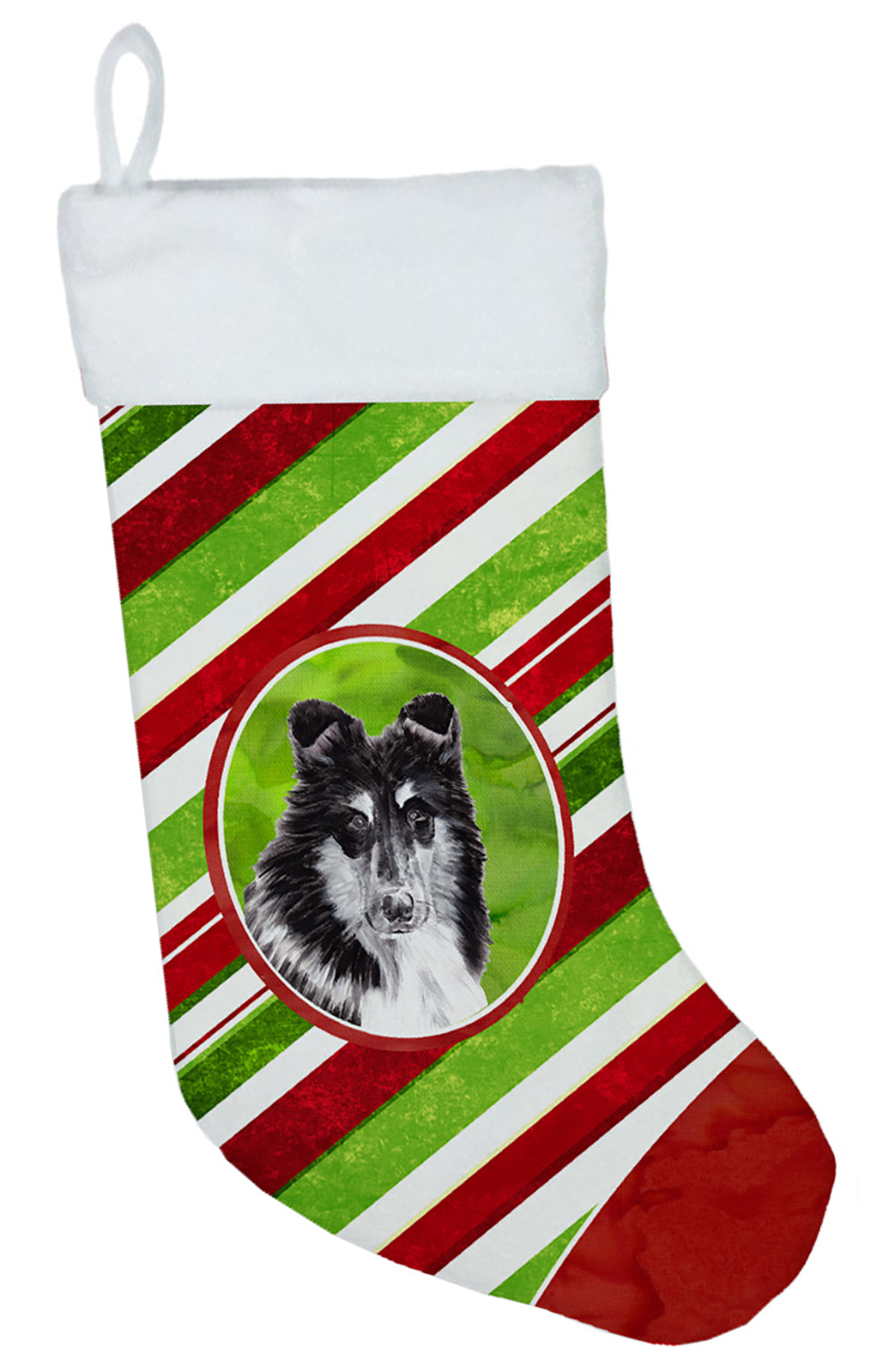 Black and White Collie Candy Cane Christmas Christmas Stocking SC9798-CS  the-store.com.