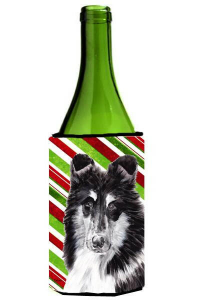 Black and White Collie Candy Cane Christmas Wine Bottle Beverage Insulator Hugger SC9798LITERK by Caroline's Treasures